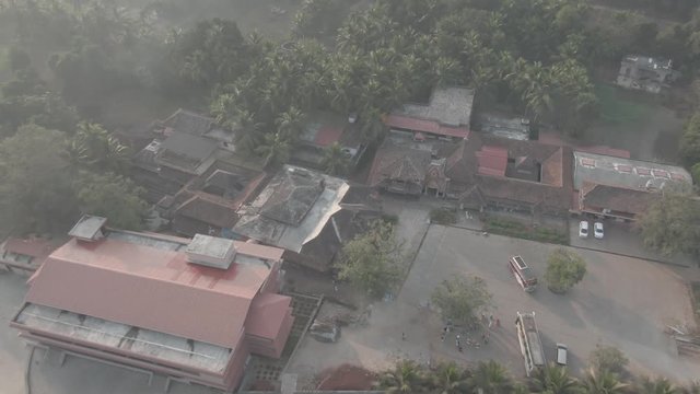 Pajaka kshetra pilgrimage place near Udupi, India, 4k aerial ungraded/flat