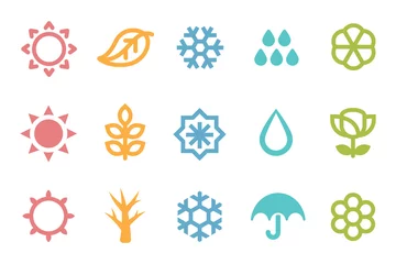 Deurstickers Five seasons symbol 3 set. Weather element. © jattumongkhon