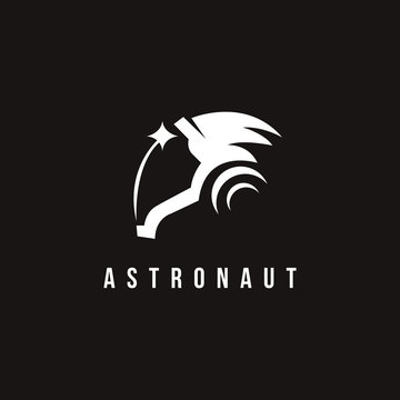 Minimalist astronaut star logo icon vector template on black background
