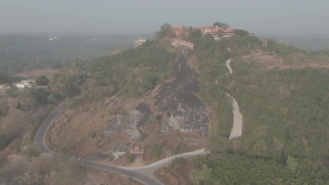 Pajaka kshetra pilgrimage place near Udupi, India, 4k aerial ungraded/flat
