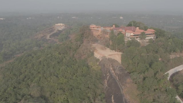 Pajaka kshetra pilgrimage place near Udupi, India, 4k aerial ungraded/flat