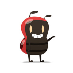 Cartoon ladybug character vector isolated illustration