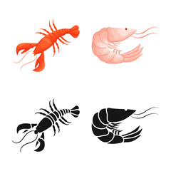 Vector design of appetizer and ocean icon. Collection of appetizer and delicacy vector icon for stock.