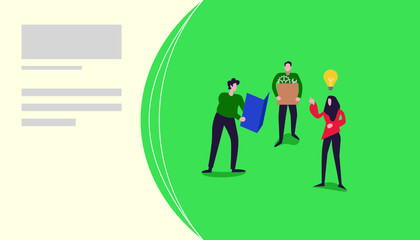 Fototapeta premium Business concept with simple people character. online ecommerce business in modern flat design template for web landing page, banner, presentation, flyer, poster, social media. Vector illustration - V