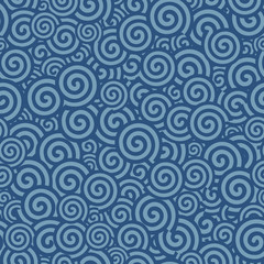 Abstract blue spiral circle seamless background - Vector illustration