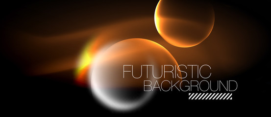 Blurred neon glowing round shapes, abstract circles and lights