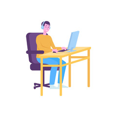 Cyber sport professional gamer man or guy with laptop vector isolated on white.