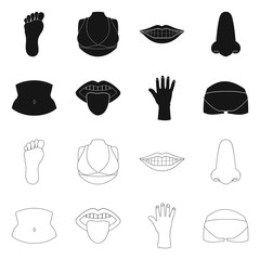 Isolated object of body and part icon. Set of body and anatomy stock vector illustration.