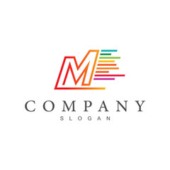 logo letter m, m logo and speed +  service company icon shipping with initials m