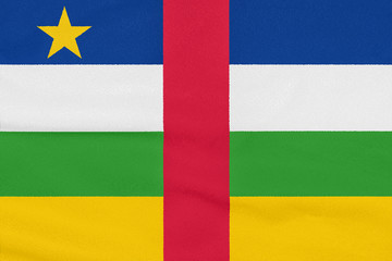 Flag of Central African Republic on textured fabric. Patriotic symbol