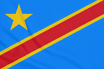 Flag of Democratic Republic of the Congo on textured fabric. Patriotic symbol