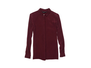 Burgundy blouse with sleeve on white background. Isolate