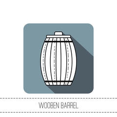 Wooden barrel for beer, water and beverages. Flat icon for site, business. Vector illustration