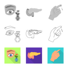 Obraz premium Vector illustration of diet and treatment symbol. Collection of diet and medicine stock symbol for web.