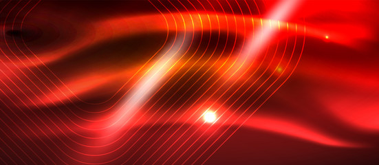 Obraz premium Neon square shapes lines on glowing light background