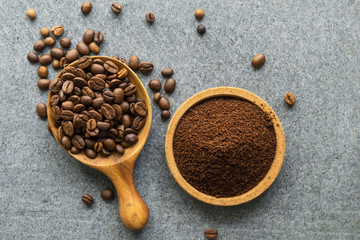 Coffee bean on rustic background