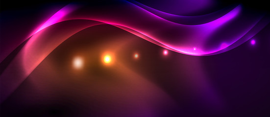 Glossy glowing neon light wave background