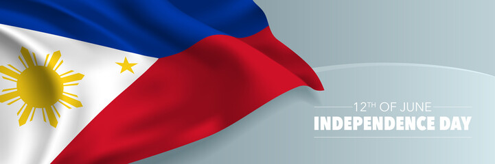 Philippines happy independence day vector banner, greeting card