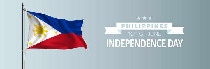 Philippines happy independence day greeting card, banner vector illustration