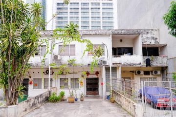 Facade of condominium in district of Kuala Lumpur, Malaysia.