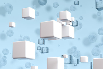 Fototapeta na wymiar 3d rendering, drop of water with light blue background