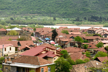 Obraz premium Tiled roofs top view of central part of Mtskheta - ancient capital of Georgia