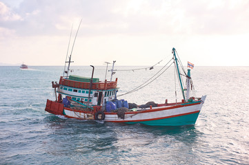 Naklejka na ściany i meble Fishing ship in Andaman sea Thailand.