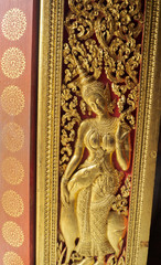 Beautiful golden carving on the door