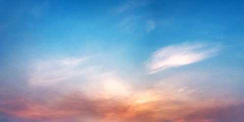 Naklejka na ściany i meble Dramatic panorama sky with cloud on sunrise and sunset time.