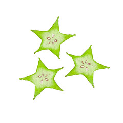 夏 トロピカルフルーツ スターフルーツ 水彩 イラスト