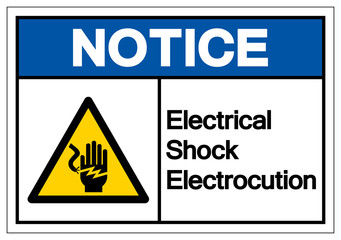 Notice Electrical Shock Electrocution Symbol Sign, Vector Illustration, Isolate On White Background Label .EPS10