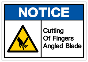 Notice Cutting Of Fingers Angled Blade Symbol Sign, Vector Illustration, Isolate On White Background Label .EPS10