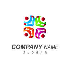 human logo, community logo with several people+ unity icon, family logo, social symbol, logo with a simple look
