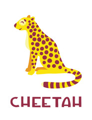 Cheetah cute cartoon character. 