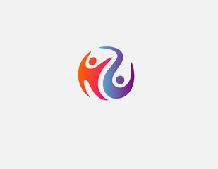 Creative abstract gradient logo icon two people balloon for company