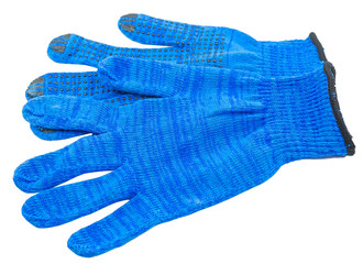 Pair of cotton knitted work gloves isolated