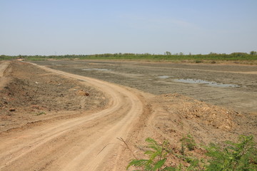 The dirt road used for suburban traffic in Thailand -  Image