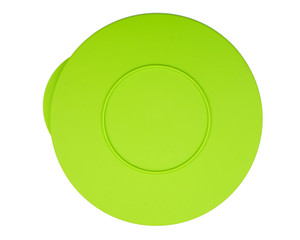 Top view of green plastic lid isolated