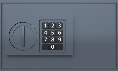 Front view. Banking dark modern safe. 3d rendering