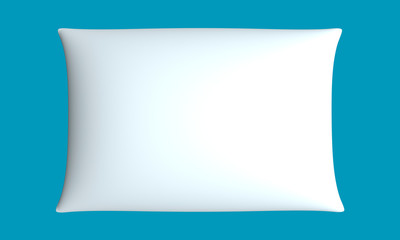 White pillow mockup on blue background. 3d rendering