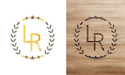 L and R logo design, emblem logo template