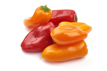 Fresh sweet bell peppers, ingredients for cooking, close-up, isolated on white background
