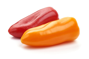 Fresh bell peppers, sweet paprika, close-up, isolated on white background