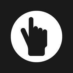 Click here the button hand vector icon. Simple modern design illustration.