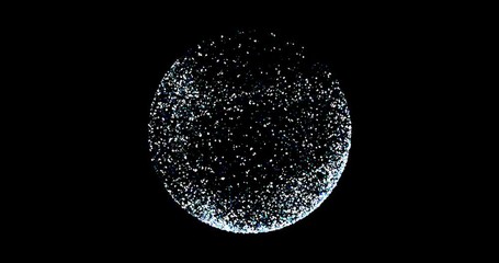 An abstract animation of white and blue particles swirling in a snow globe. - Powered by Adobe