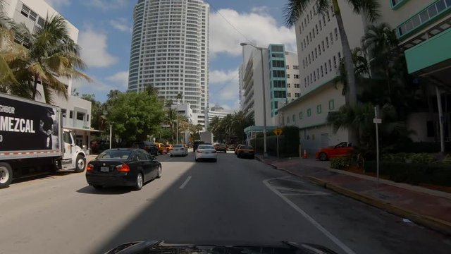 Stock footage Miami Beach Collins Avenue drive 4k 60p