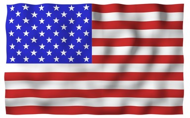 Waving flag of the United States of America. Stars and Stripes. State symbol of the USA. 3D illustration