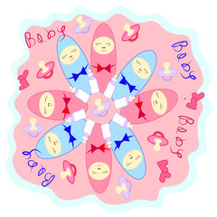 Colored babies seamless print pattern.