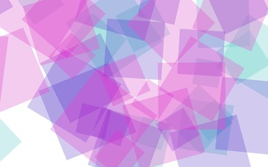 Multicolored translucent squares on white background. Red tones. 3D illustration