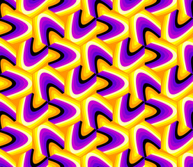 Yellow and purple background. Motion illusion. Seamless pattern.